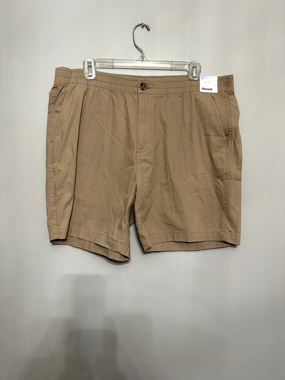 Abound Men's Tan/Khaki Elastic Waist Button/Zip Closure Pockets L NWT